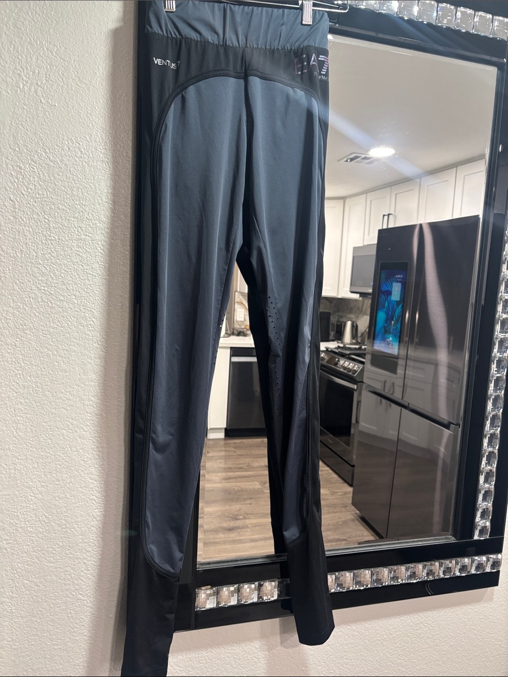 Emporio Armani Black and Dark Gray Women's Athletic Leggings